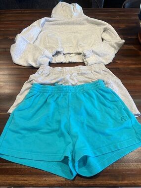 Workout sweatshirt and champion shorts bundle- medium